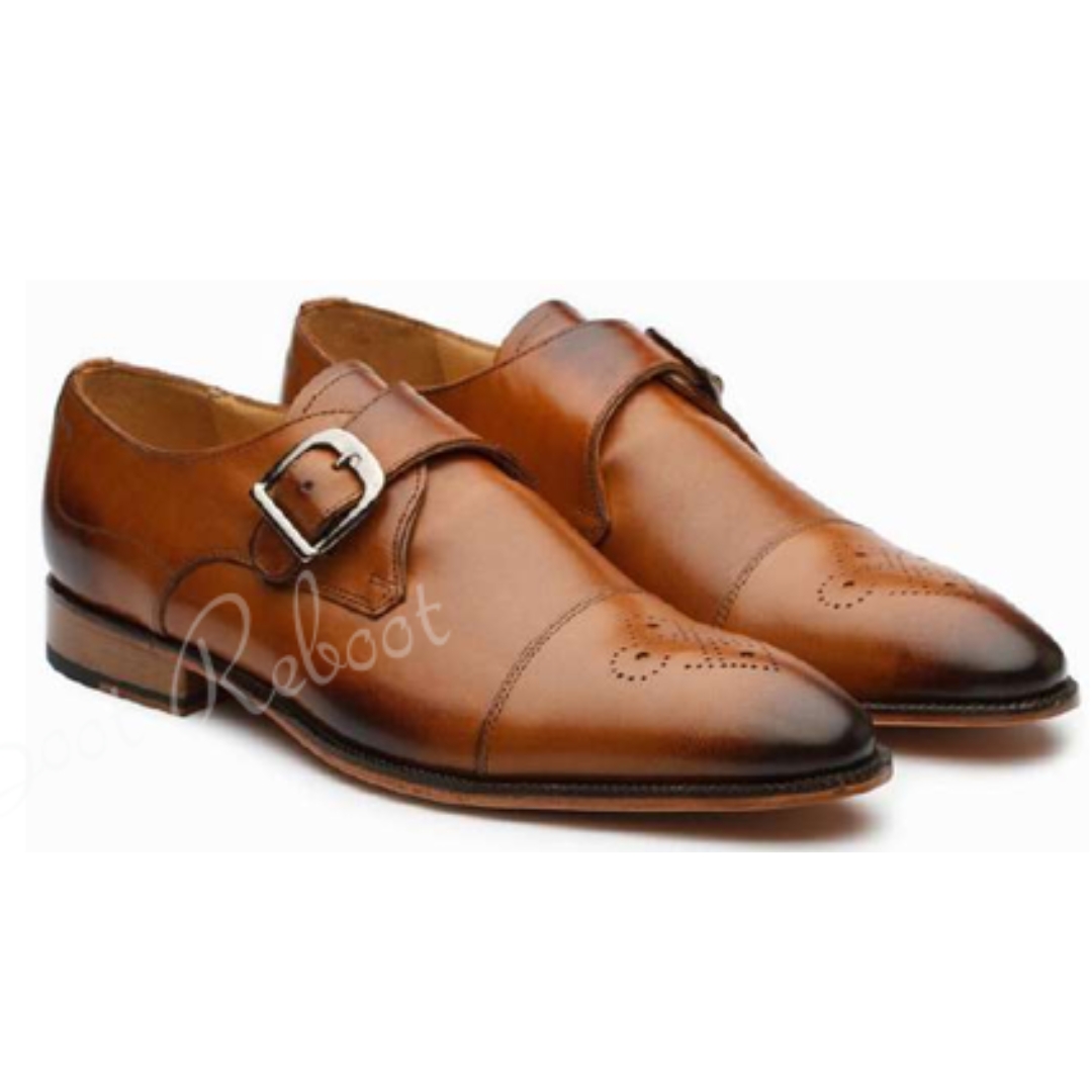 Leather Single Captoe Monks Shoes